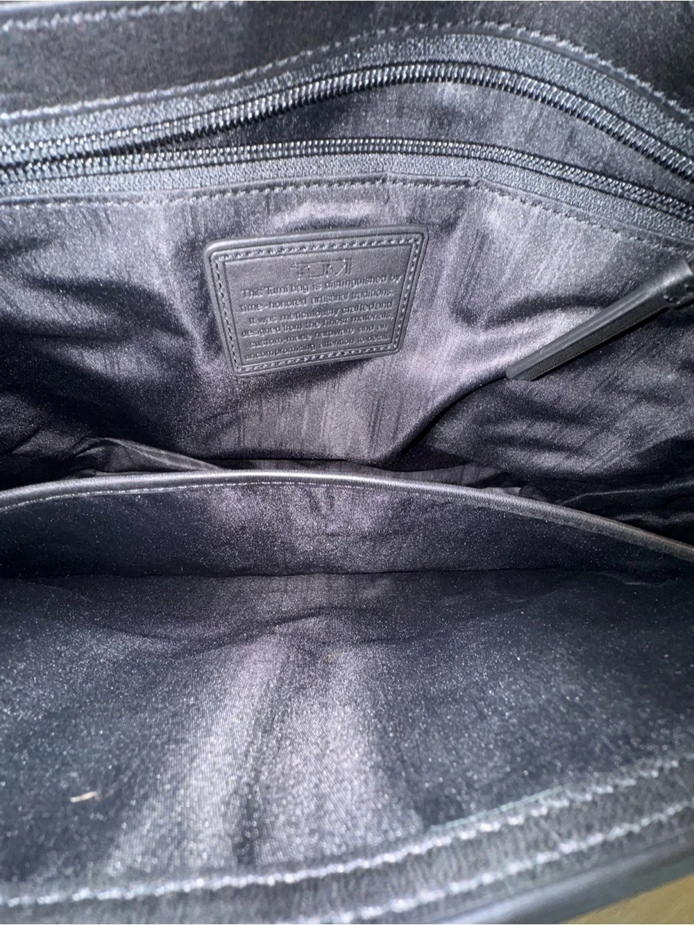 TUMI Black Leather Messenger Bag